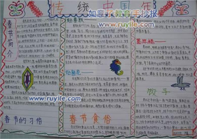 农历正月初一 传统中国年手抄报设计