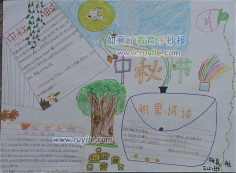 农历八月十五 小学生中秋节手抄报设计